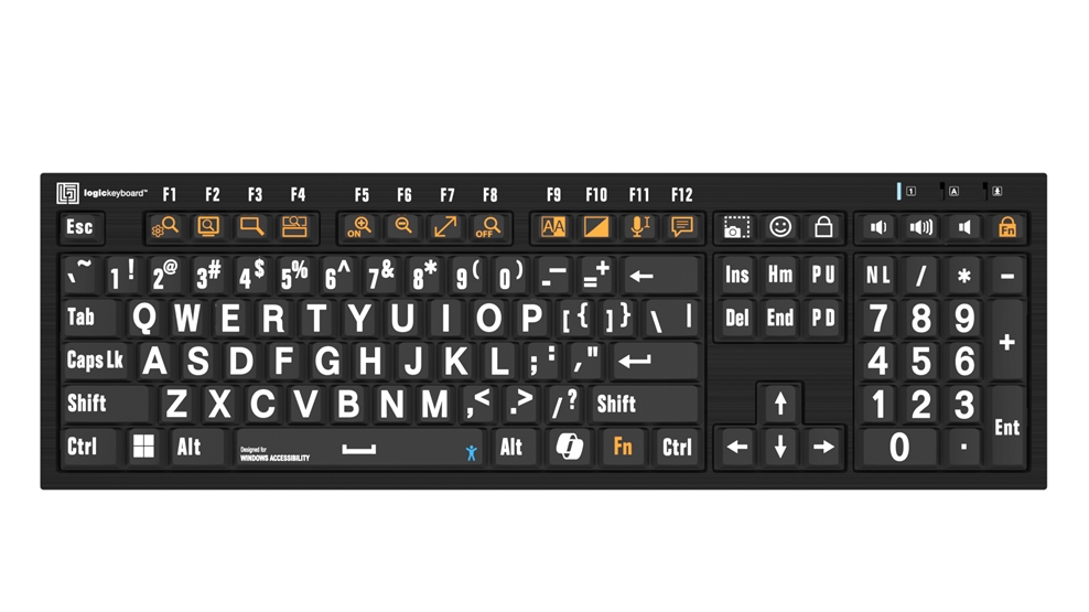 Windows Accessibility - White on Black<br>NERO Slimline Keyboard – Windows<br>